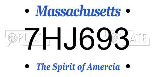 7HJ693 Massachusetts License Plate