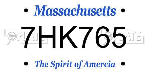 7HK765 Massachusetts License Plate