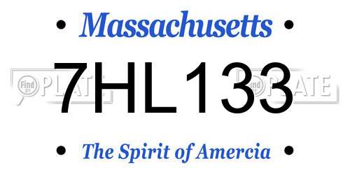 7HL133 Massachusetts License Plate
