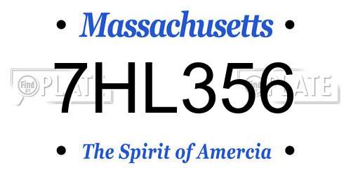 7HL356 Massachusetts License Plate