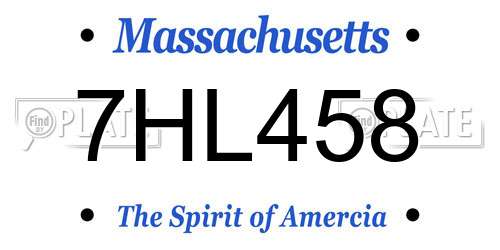 7HL458 Massachusetts License Plate