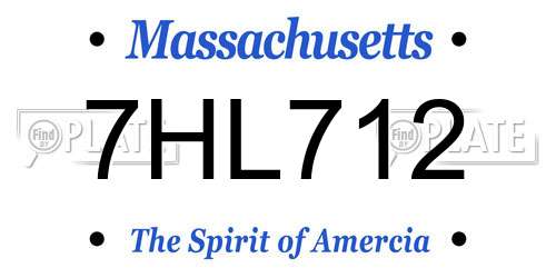 7HL712 Massachusetts License Plate