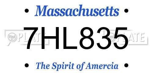 7HL835 Massachusetts License Plate