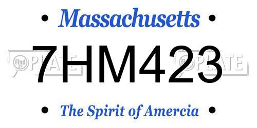 7HM423 Massachusetts License Plate