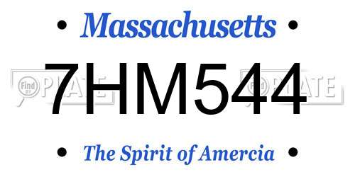 7HM544 Massachusetts License Plate