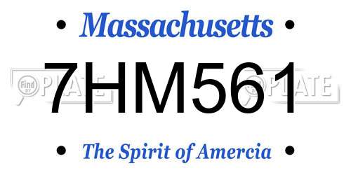 7HM561 Massachusetts License Plate