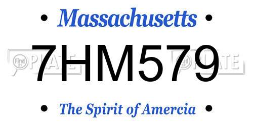 7HM579 Massachusetts License Plate