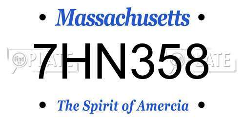 7HN358 Massachusetts License Plate