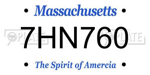 7HN760 Massachusetts License Plate