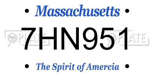 7HN951 Massachusetts License Plate
