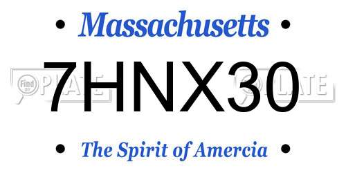 7HNX30 Massachusetts License Plate
