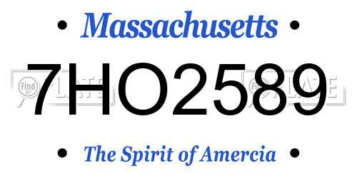 7HO2589 Massachusetts License Plate