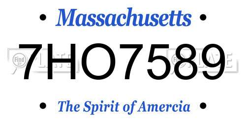 7HO7589 Massachusetts License Plate