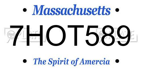 7HOT589 Massachusetts License Plate