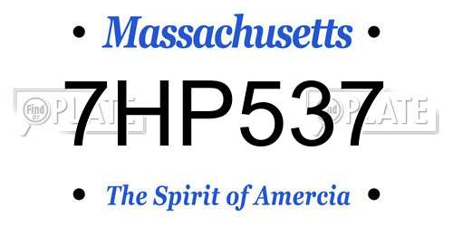7HP537 Massachusetts License Plate