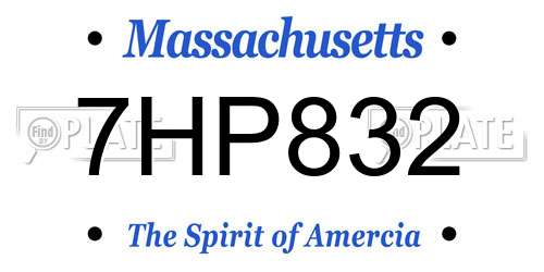 7HP832 Massachusetts License Plate