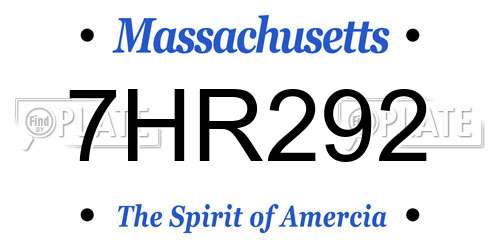 7HR292 Massachusetts License Plate