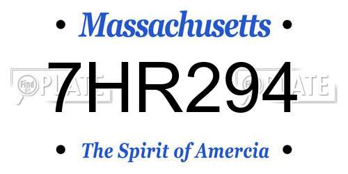 7HR294 Massachusetts License Plate