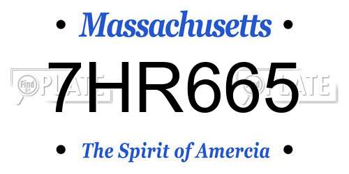7HR665 Massachusetts License Plate