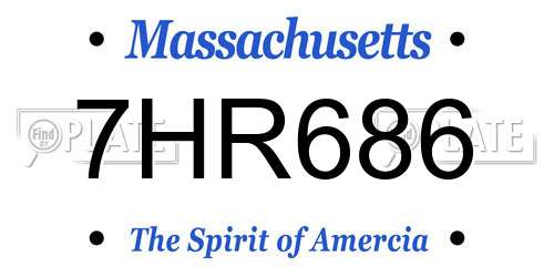 7HR686 Massachusetts License Plate