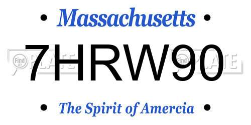 7HRW90 Massachusetts License Plate
