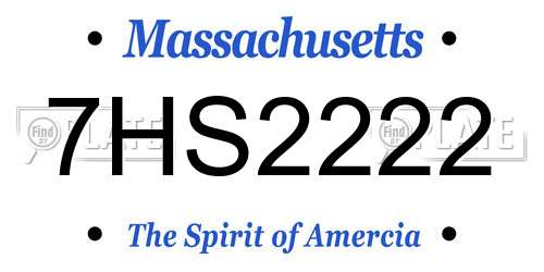7HS2222 Massachusetts License Plate