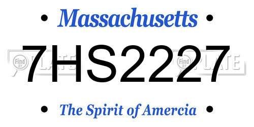 7HS2227 Massachusetts License Plate
