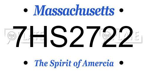 7HS2722 Massachusetts License Plate