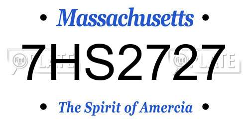 7HS2727 Massachusetts License Plate