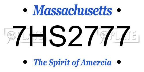 7HS2777 Massachusetts License Plate