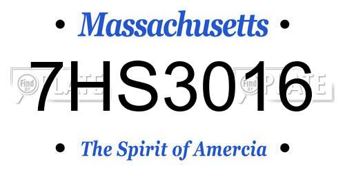 7HS3016 Massachusetts License Plate