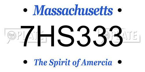 7HS333 Massachusetts License Plate