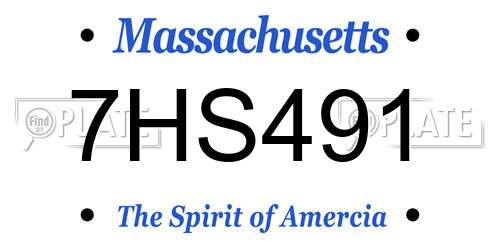 7HS491 Massachusetts License Plate