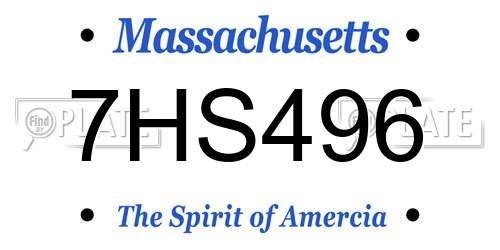 7HS496 Massachusetts License Plate