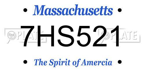 7HS521 Massachusetts License Plate