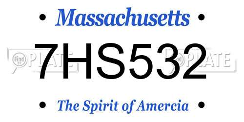 7HS532 Massachusetts License Plate