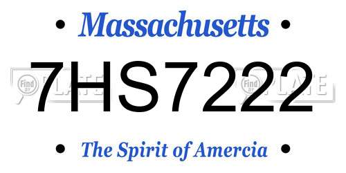 7HS7222 Massachusetts License Plate