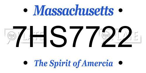7HS7722 Massachusetts License Plate