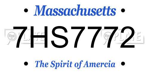 7HS7772 Massachusetts License Plate