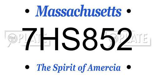 7HS852 Massachusetts License Plate
