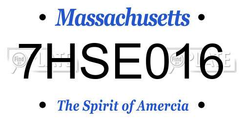 7HSE016 Massachusetts License Plate