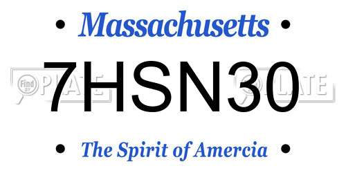 7HSN30 Massachusetts License Plate