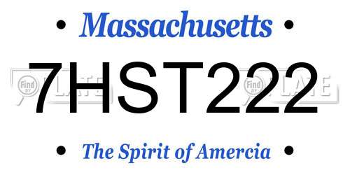 7HST222 Massachusetts License Plate