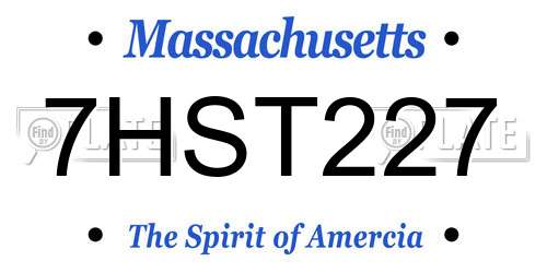 7HST227 Massachusetts License Plate