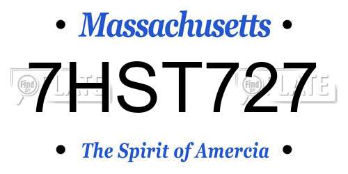 7HST727 Massachusetts License Plate