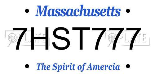 7HST777 Massachusetts License Plate