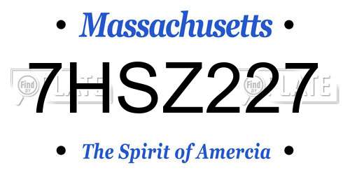 7HSZ227 Massachusetts License Plate