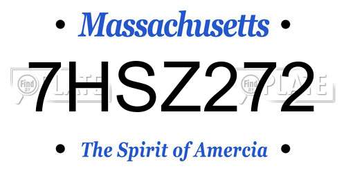 7HSZ272 Massachusetts License Plate