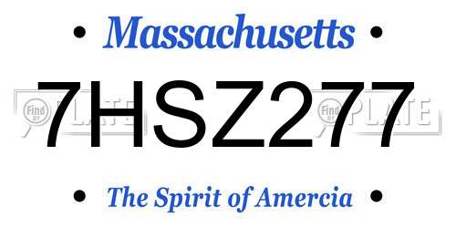 7HSZ277 Massachusetts License Plate