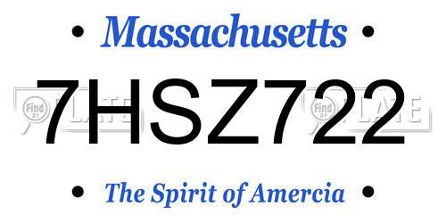 7HSZ722 Massachusetts License Plate